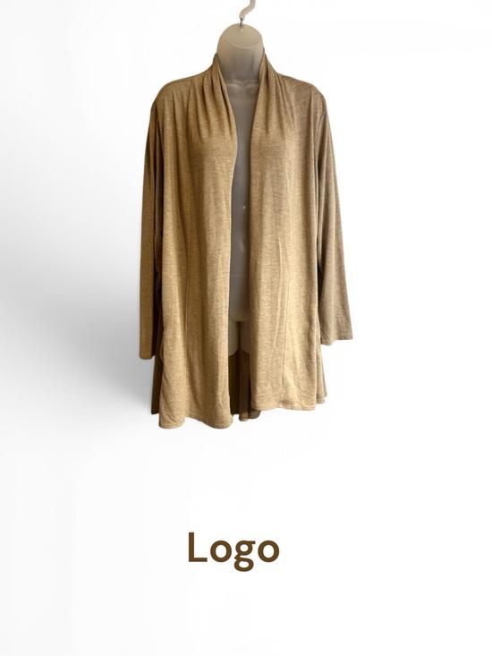 LOGO by Lori Goldstein Sweaters - LOGO by Lori Goldstein Open-Front Longer Cardigan w/Back Detail  PLUS: 1X    #14